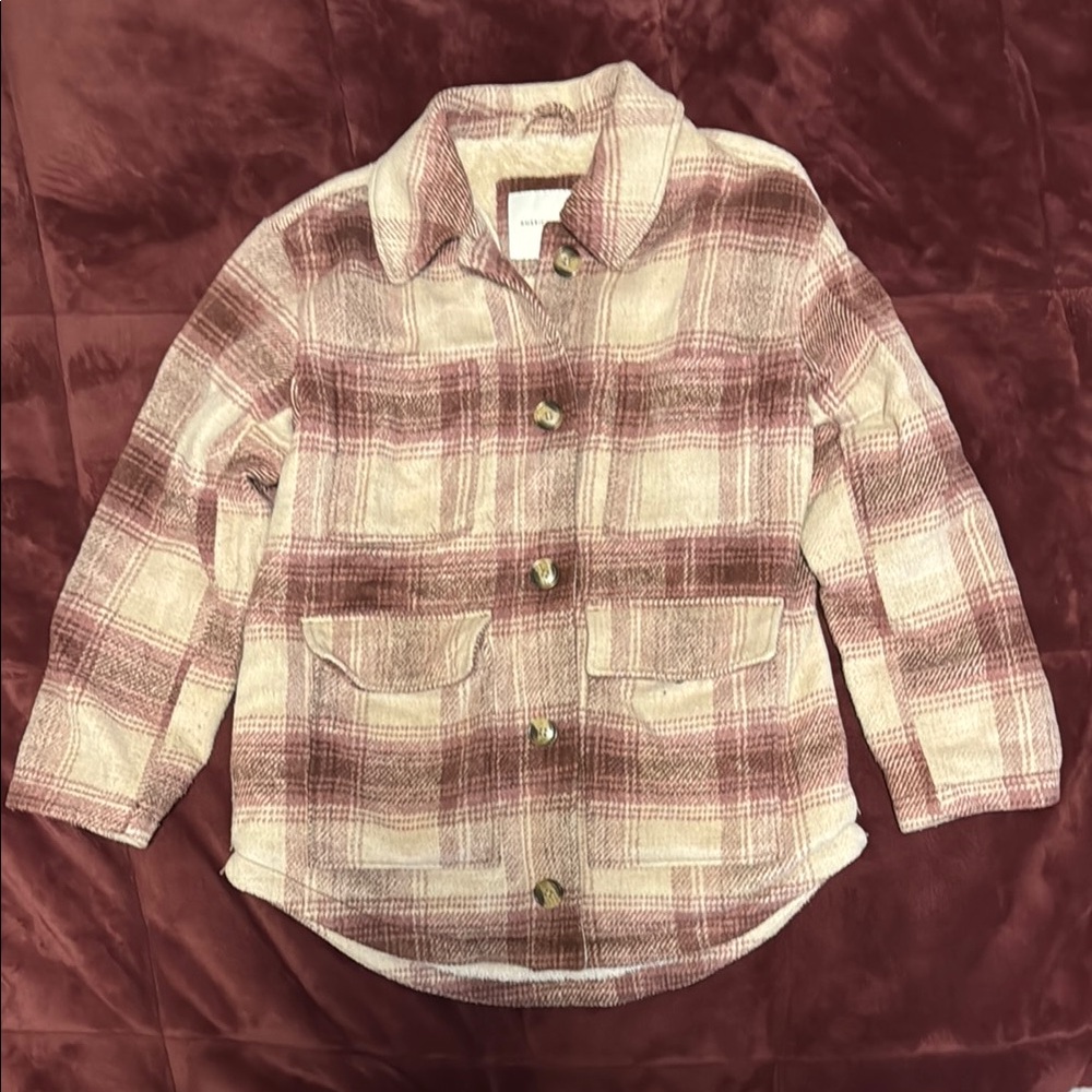 American Eagle Outfitters Pink and Cream Shacket
